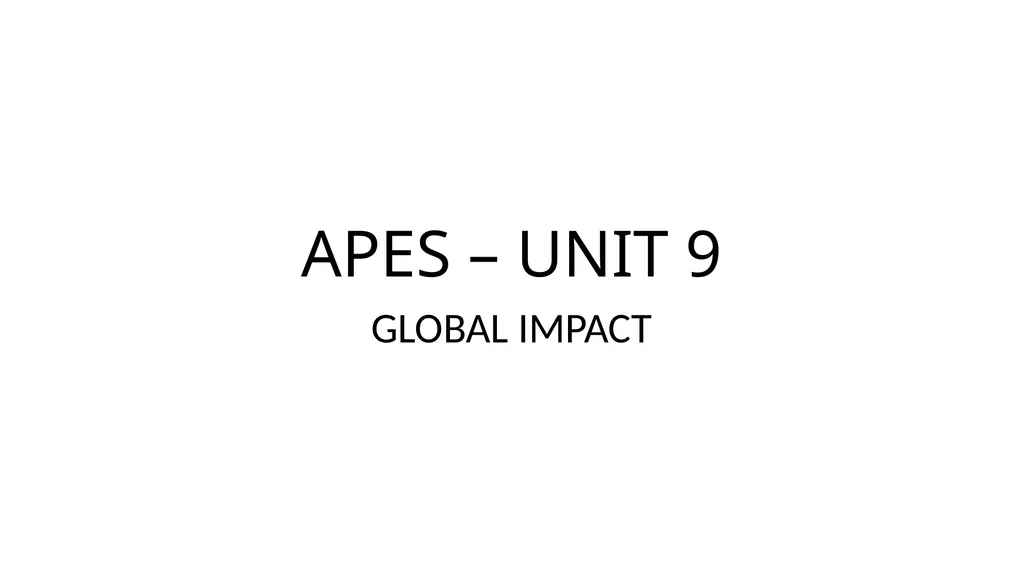 APES – UNIT 9 GLOBAL IMPACT ACID RAIN *a result - slide 1 of 28