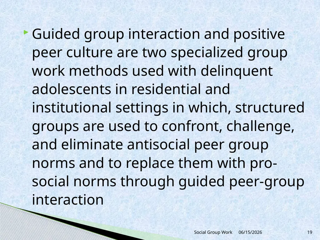 Unit 1Introduction to Group Work 1.4 Theoretical - slide 19 of 21