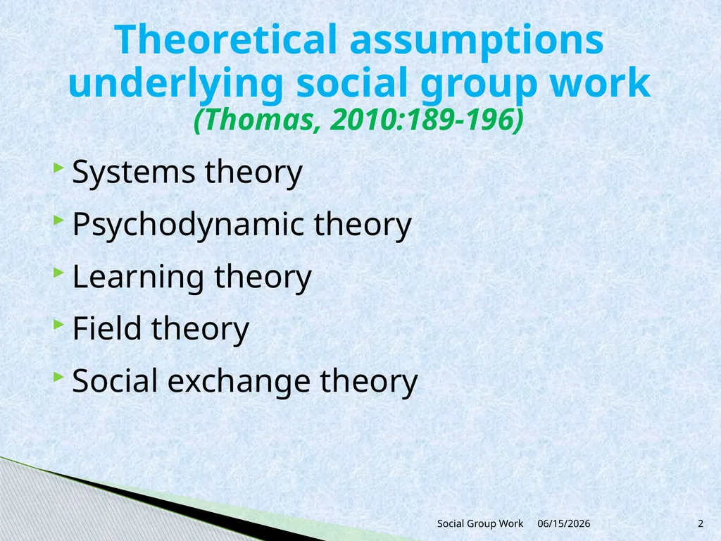 Unit 1Introduction to Group Work 1.4 Theoretical - slide 2 of 21