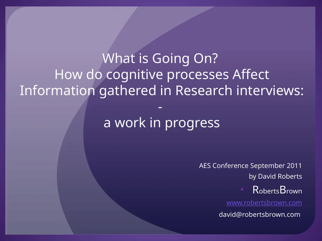 What is Going On? How do cognitive processes