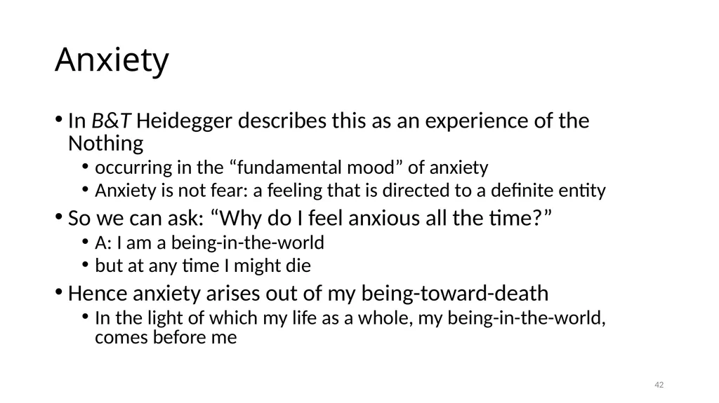Much Ado about The Nothing Carnap and Heidegger on - slide 42 of 86