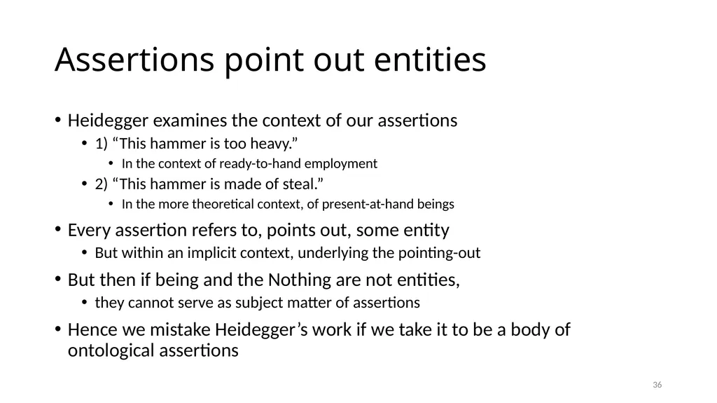 Much Ado about The Nothing Carnap and Heidegger on - slide 36 of 86