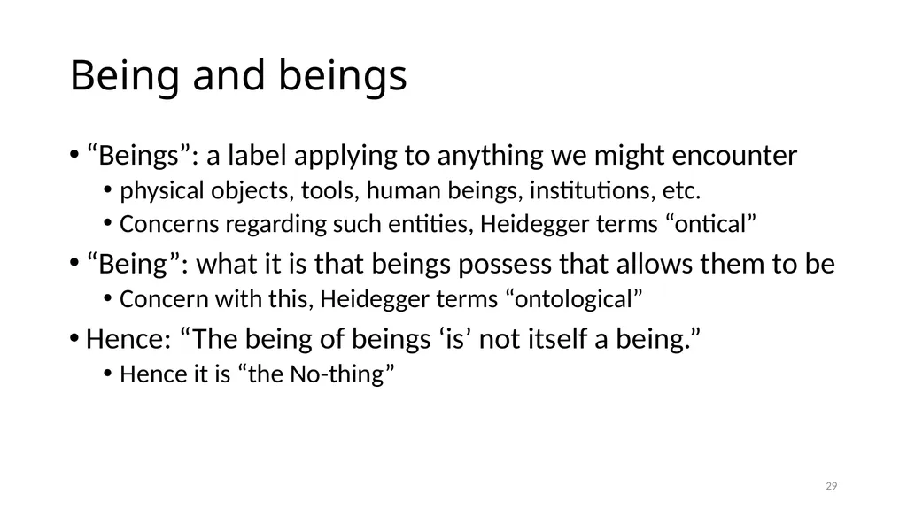 Much Ado about The Nothing Carnap and Heidegger on - slide 29 of 86