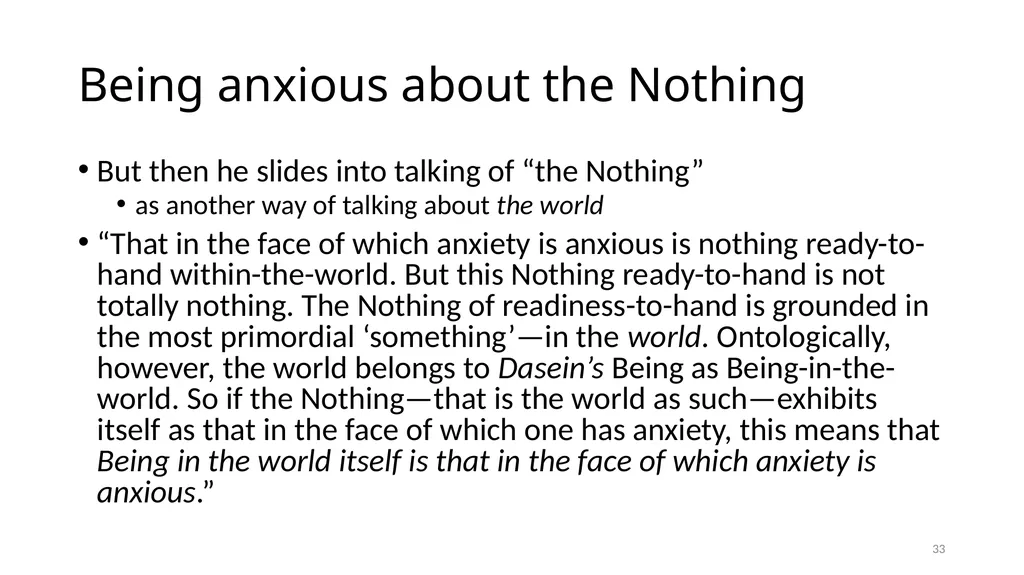 Much Ado about The Nothing Carnap and Heidegger on - slide 33 of 86