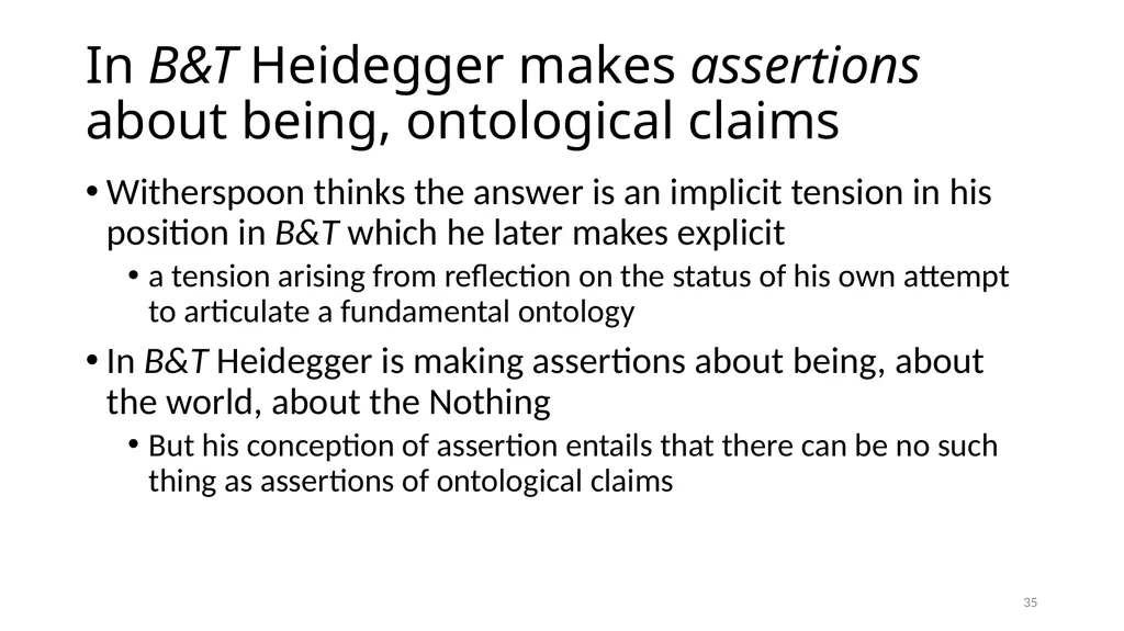Much Ado about The Nothing Carnap and Heidegger on - slide 35 of 86