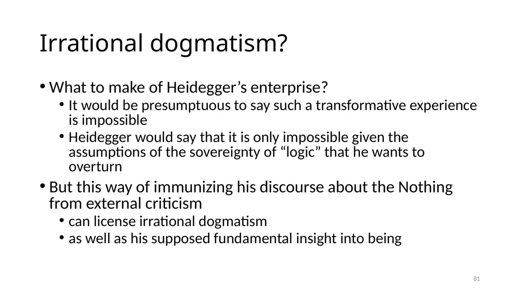 Much Ado about The Nothing Carnap and Heidegger on - slide 81 of 86