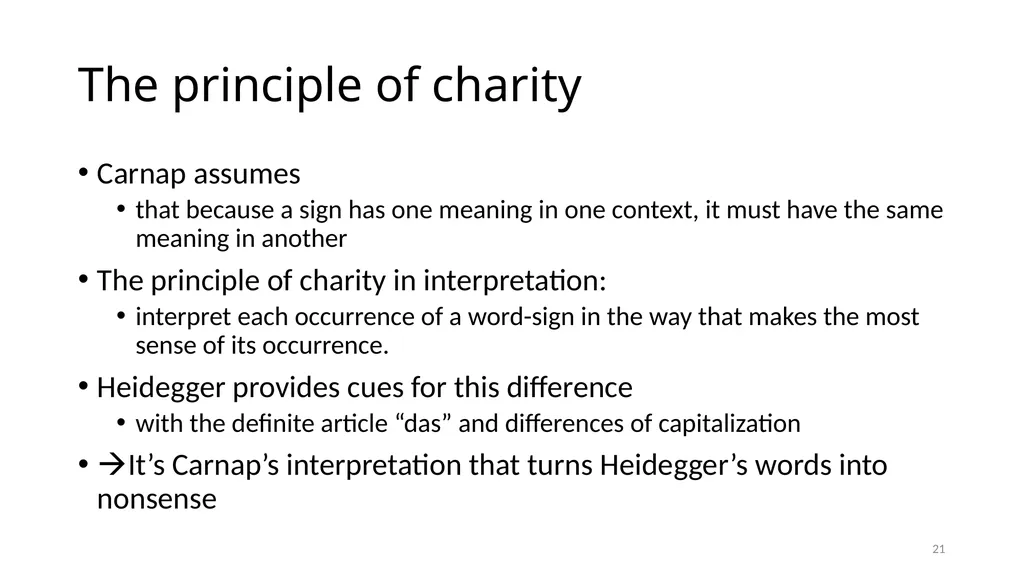 Much Ado about The Nothing Carnap and Heidegger on - slide 21 of 86