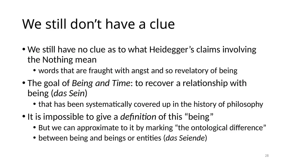 Much Ado about The Nothing Carnap and Heidegger on - slide 28 of 86
