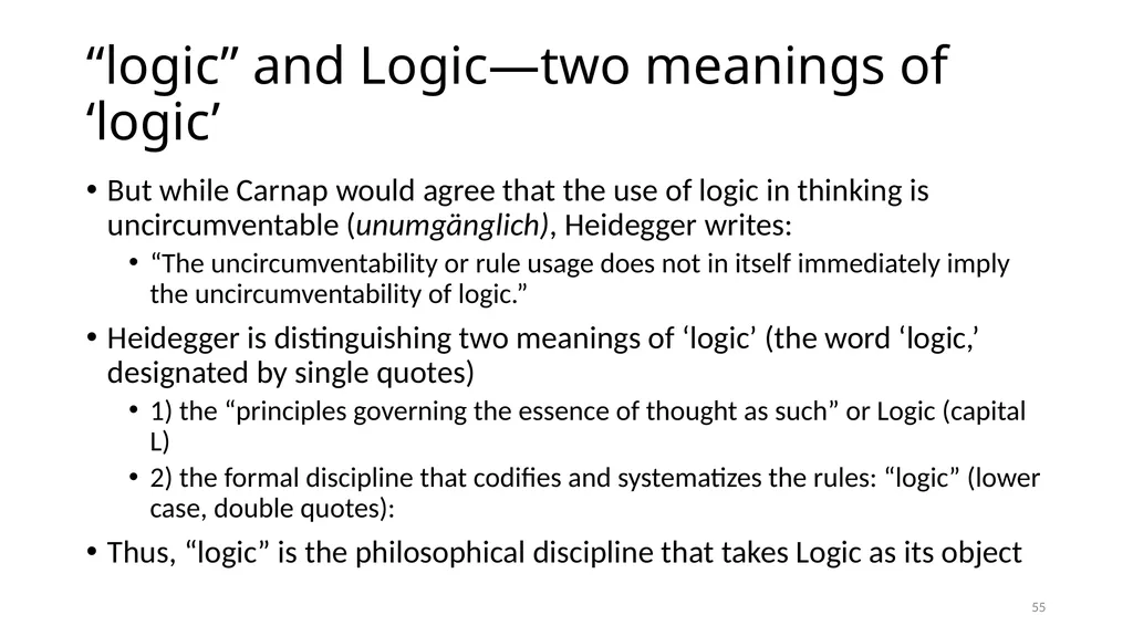 Much Ado about The Nothing Carnap and Heidegger on - slide 55 of 86