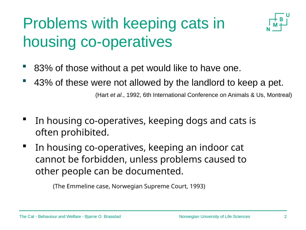 The Cat – Behaviour and Welfare 19. Keeping cats - slide 2 of 7