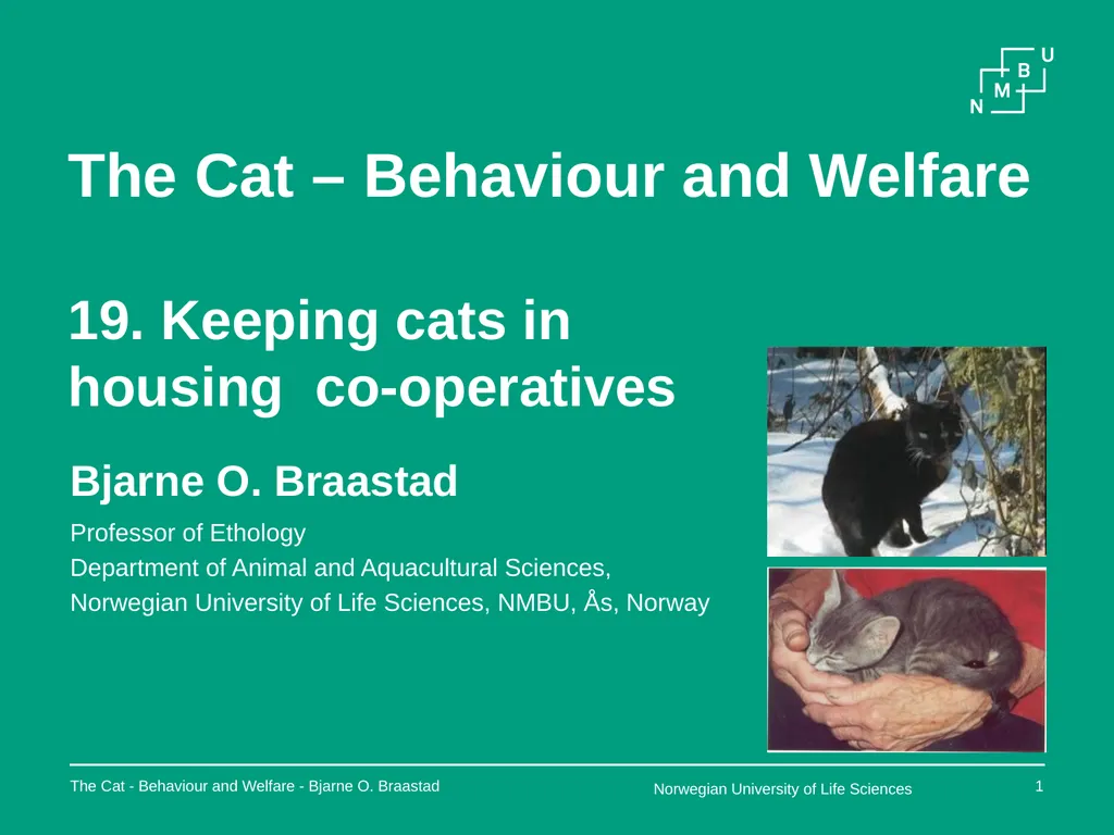 The Cat – Behaviour and Welfare 19. Keeping cats