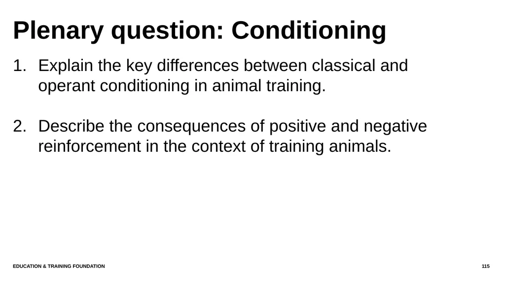 T LEVEL IN ANIMAL CARE AND MANAGEMENT Support - slide 115 of 139