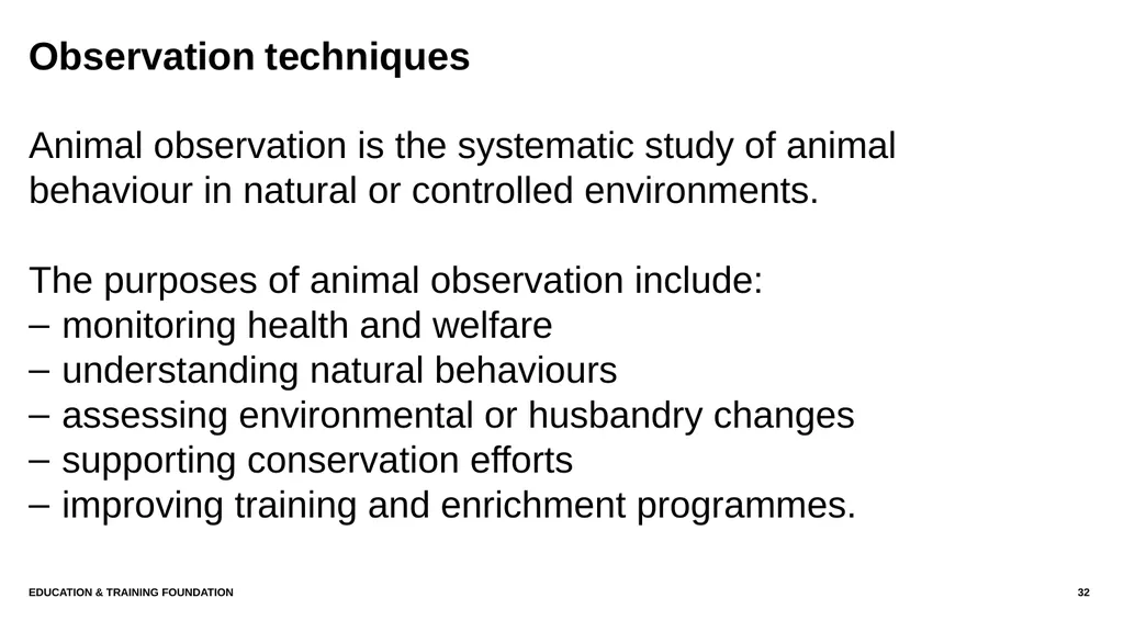 T LEVEL IN ANIMAL CARE AND MANAGEMENT Support - slide 32 of 139