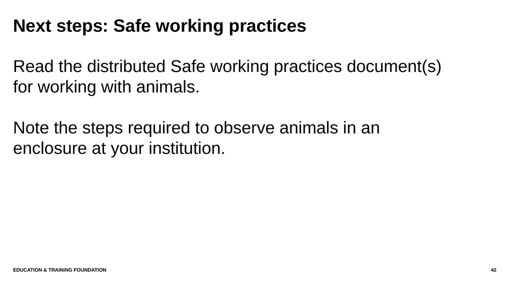 T LEVEL IN ANIMAL CARE AND MANAGEMENT Support - slide 42 of 139