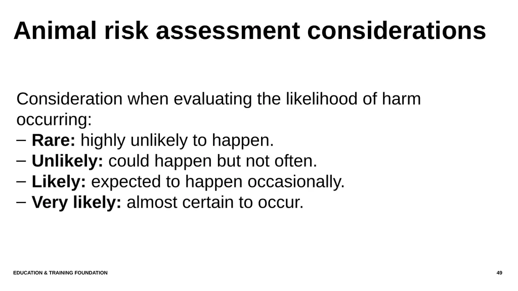 T LEVEL IN ANIMAL CARE AND MANAGEMENT Support - slide 49 of 139