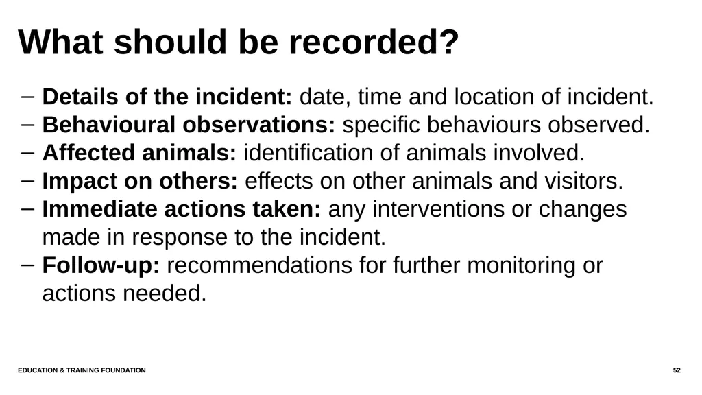 T LEVEL IN ANIMAL CARE AND MANAGEMENT Support - slide 52 of 139