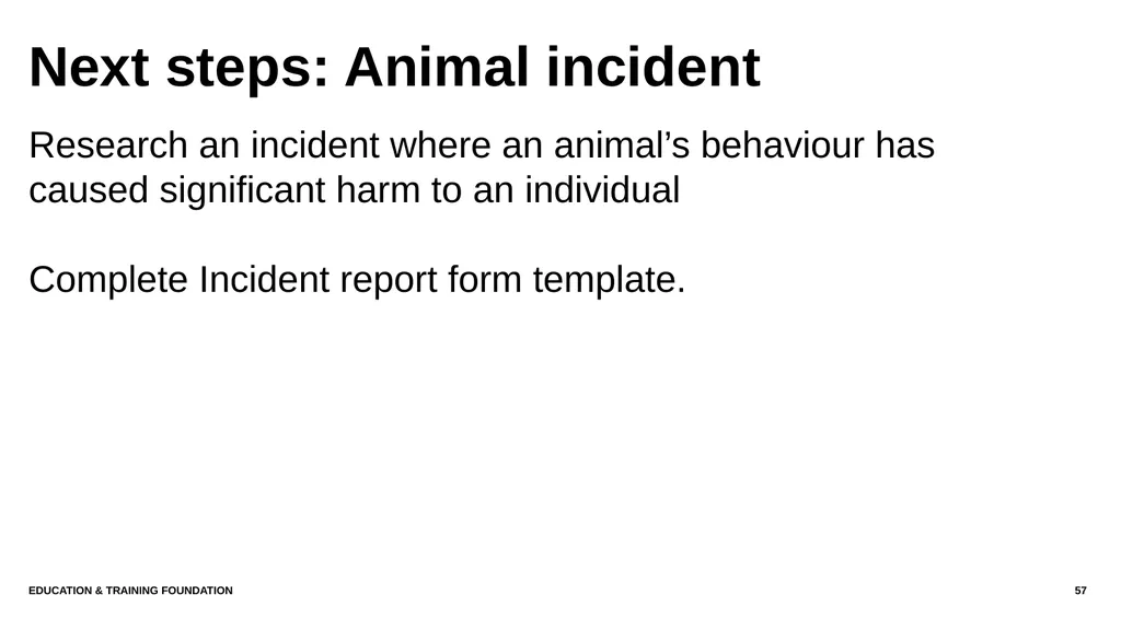 T LEVEL IN ANIMAL CARE AND MANAGEMENT Support - slide 57 of 139
