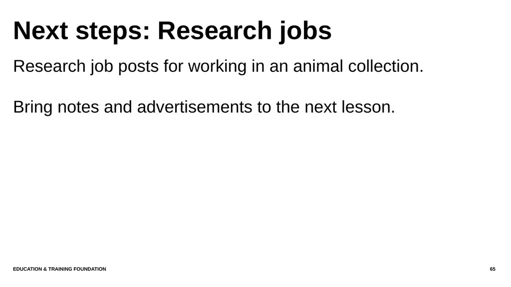 T LEVEL IN ANIMAL CARE AND MANAGEMENT Support - slide 65 of 139