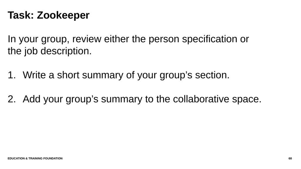 T LEVEL IN ANIMAL CARE AND MANAGEMENT Support - slide 68 of 139