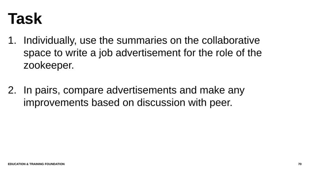 T LEVEL IN ANIMAL CARE AND MANAGEMENT Support - slide 70 of 139