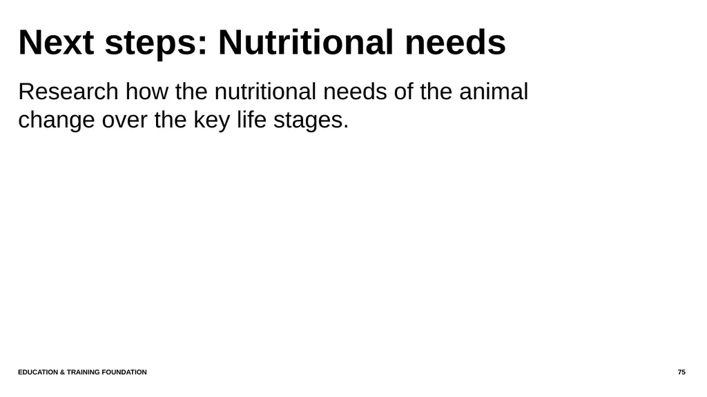 T LEVEL IN ANIMAL CARE AND MANAGEMENT Support - slide 75 of 139