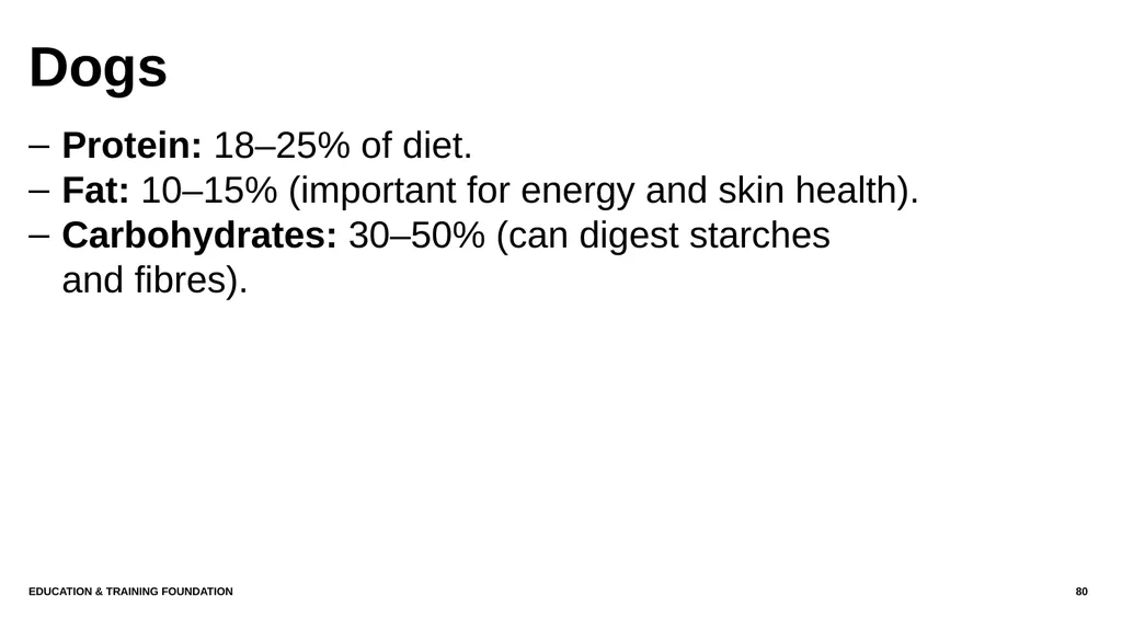 T LEVEL IN ANIMAL CARE AND MANAGEMENT Support - slide 80 of 139