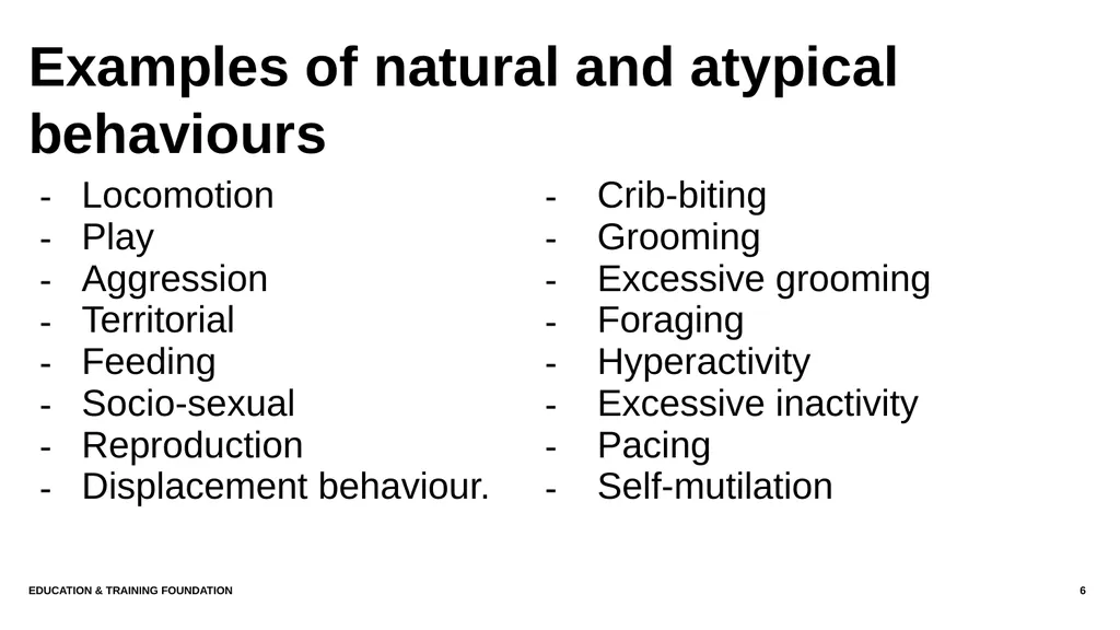 T LEVEL IN ANIMAL CARE AND MANAGEMENT Support - slide 6 of 139