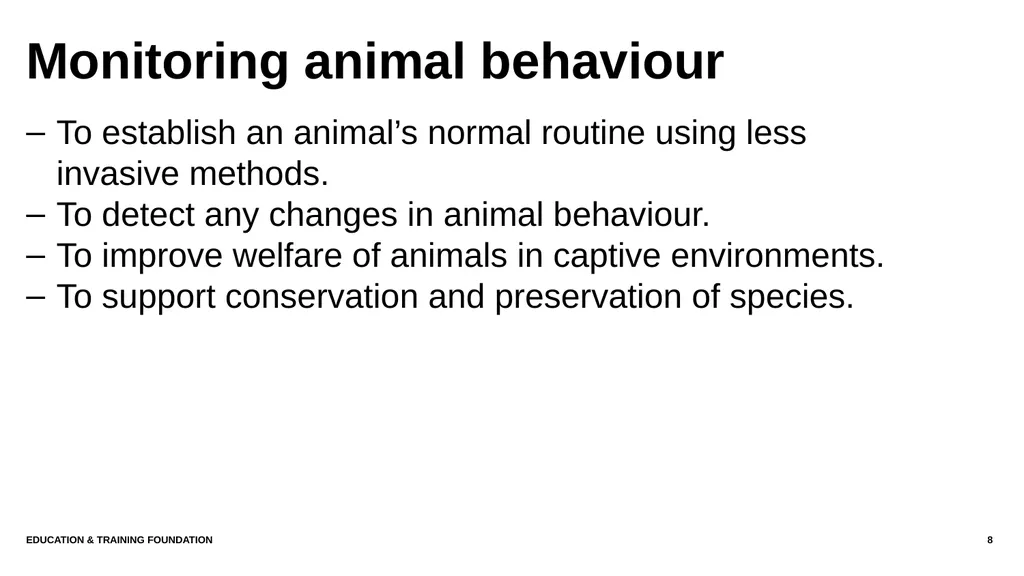 T LEVEL IN ANIMAL CARE AND MANAGEMENT Support - slide 8 of 139