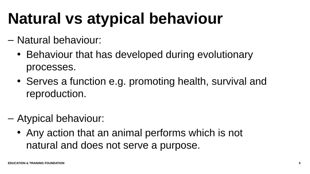 T LEVEL IN ANIMAL CARE AND MANAGEMENT Support - slide 5 of 139