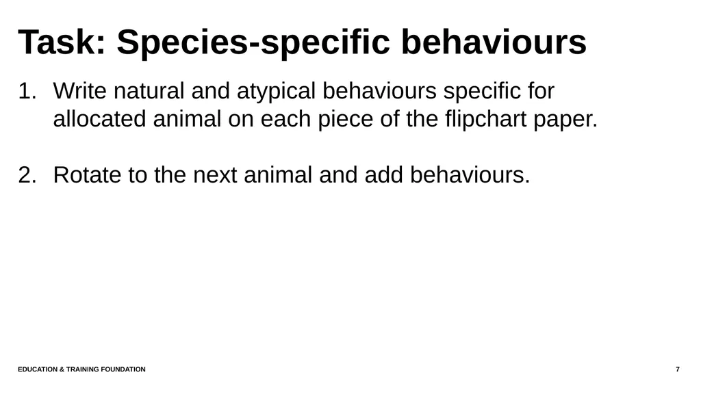 T LEVEL IN ANIMAL CARE AND MANAGEMENT Support - slide 7 of 139