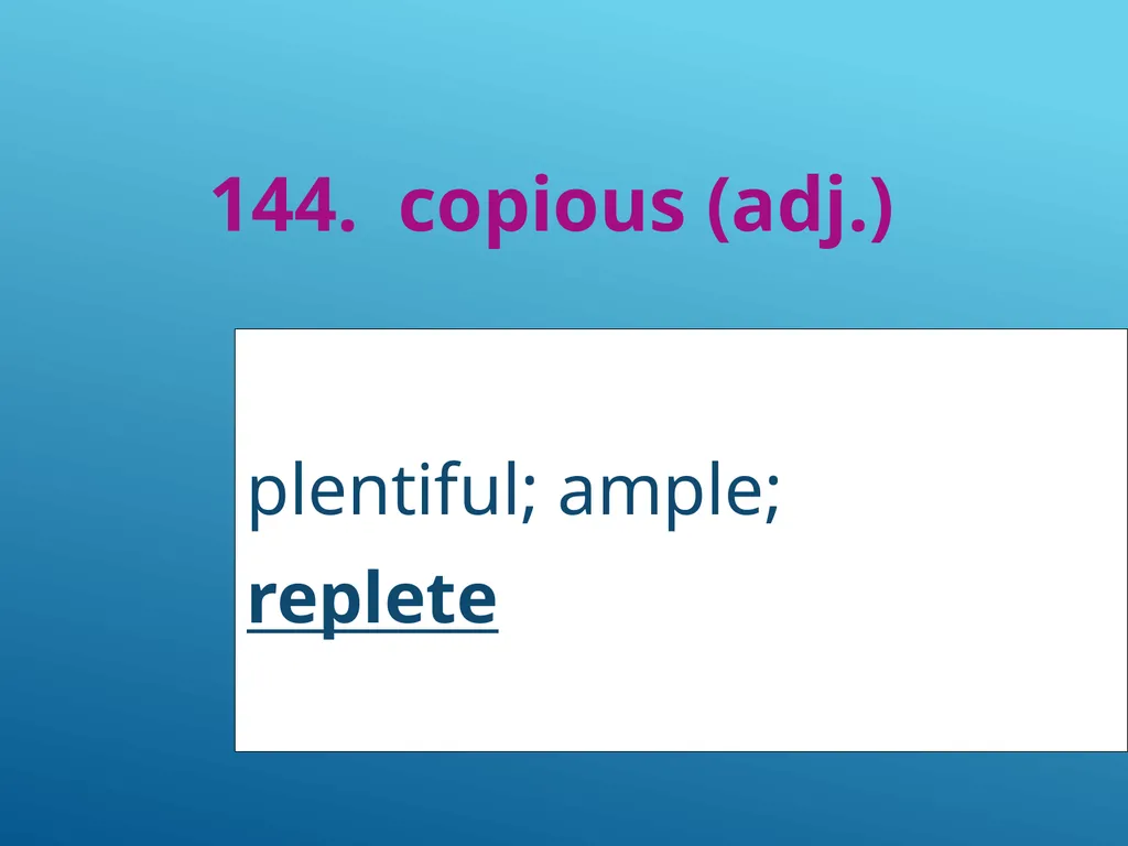 #51 - #251 AP Vocabulary List spacious, roomy - slide 95 of 251