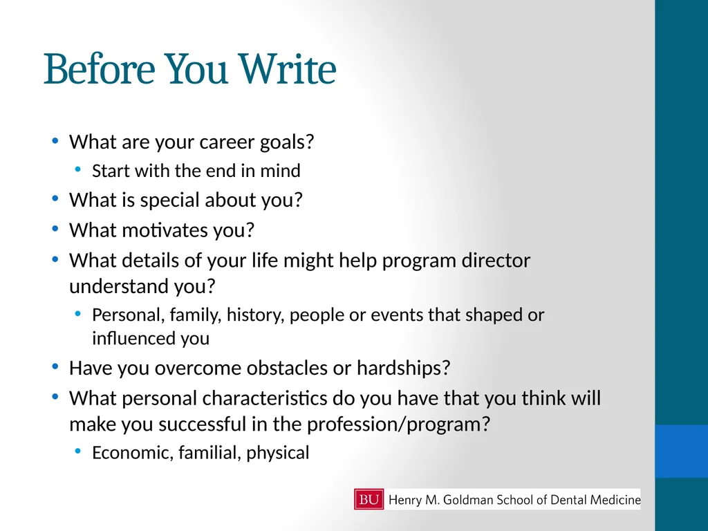 Personal Statement Writing Workshop Career - slide 4 of 8