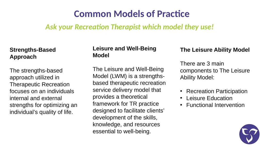 THERAPEUTIC RECREATION AWARENESS What is - slide 4 of 9