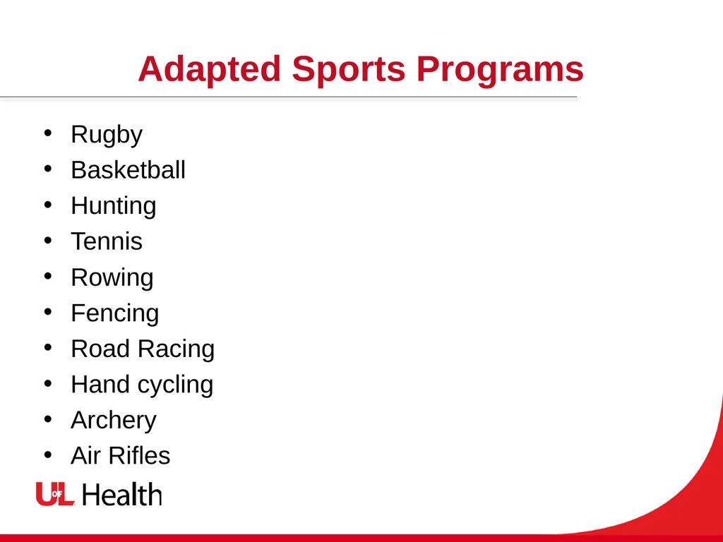 Recreation Therapy and Spinal Cord Injury (SCI) - slide 10 of 13