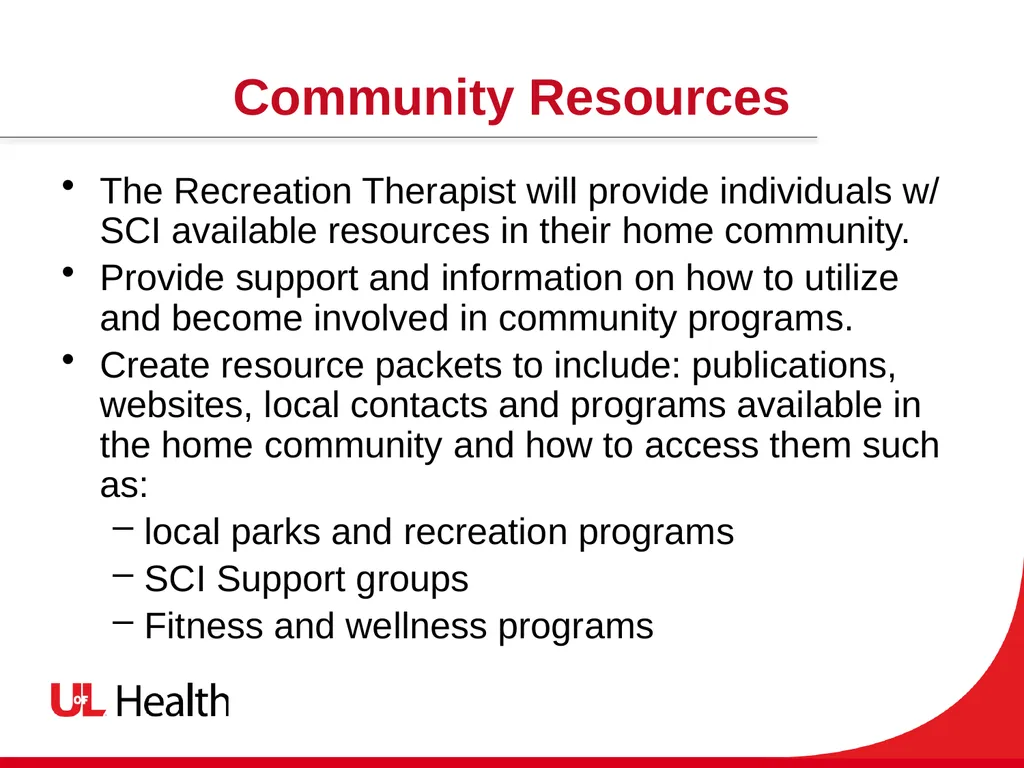 Recreation Therapy and Spinal Cord Injury (SCI) - slide 13 of 13