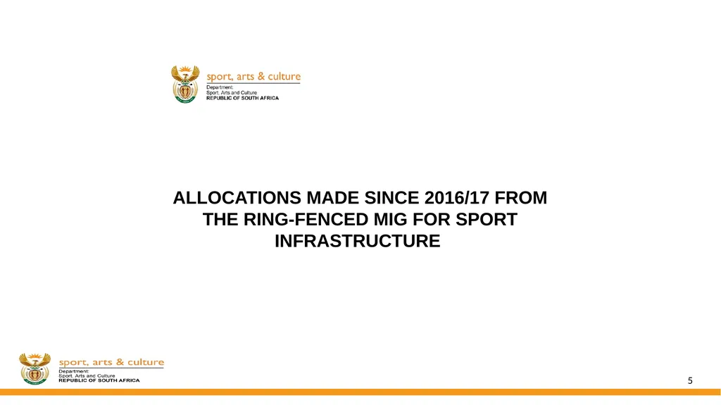 DSAC MIG: SPORT AND RECREATION INFRASTRUCTURE - slide 5 of 49