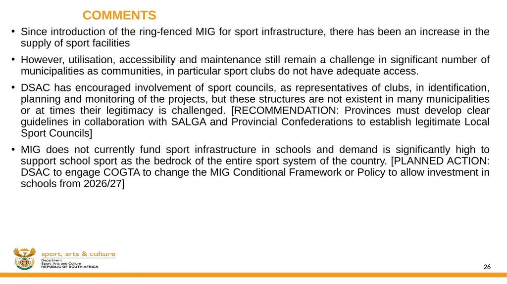 DSAC MIG: SPORT AND RECREATION INFRASTRUCTURE - slide 26 of 49