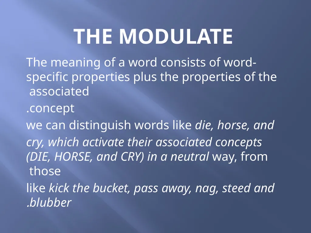 SEMANTICS Word meanings and concepts By: Dania - slide 9 of 57