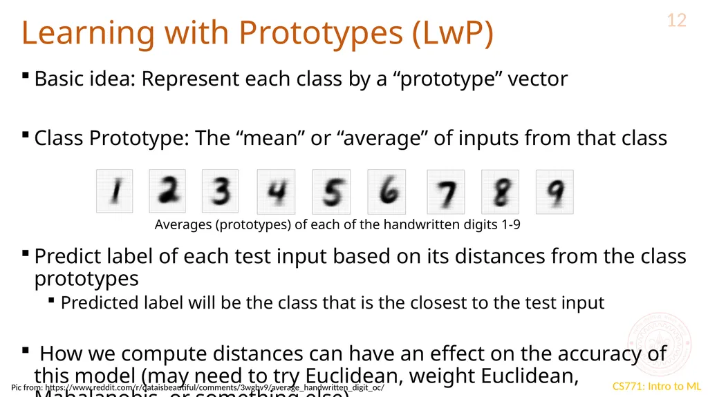 Learning with Prototypes CS771: Introduction to - slide 12 of 22