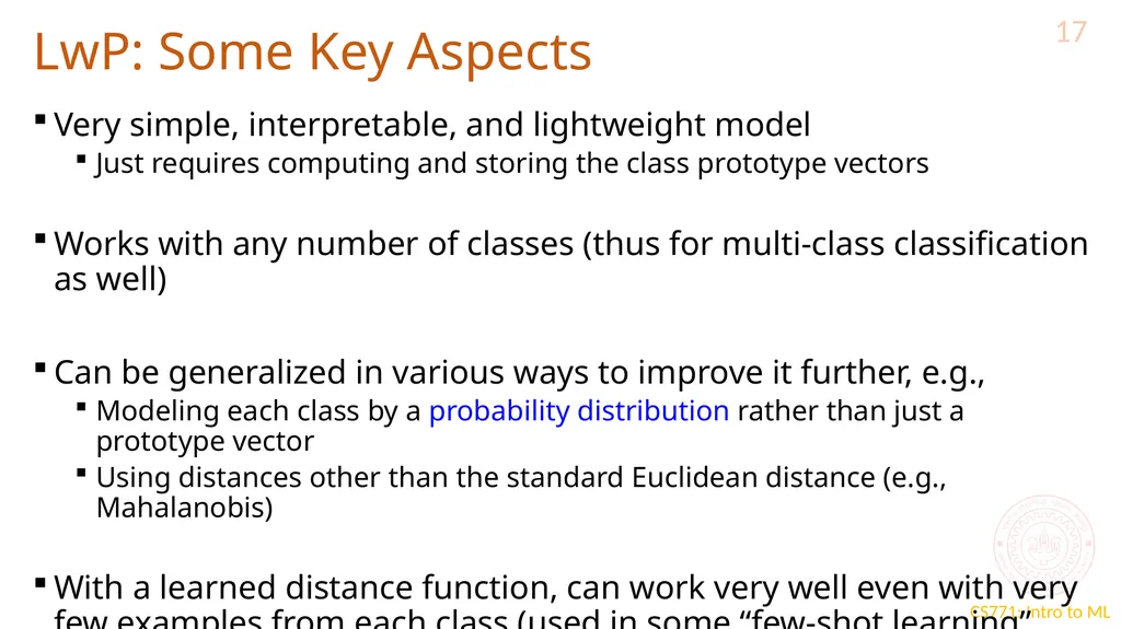 Learning with Prototypes CS771: Introduction to - slide 17 of 22