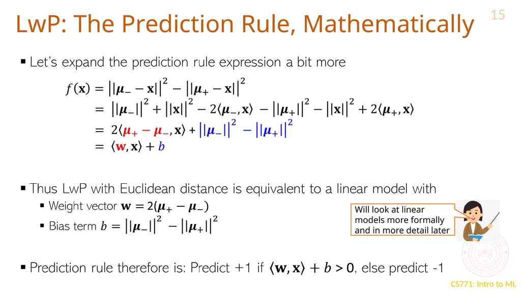 Learning with Prototypes CS771: Introduction to - slide 15 of 22