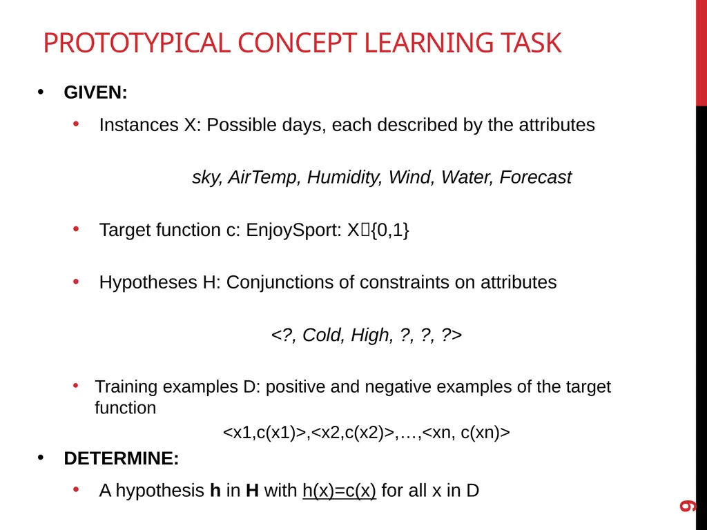 Machine Learning lecture 2 concept learning and - slide 9 of 18