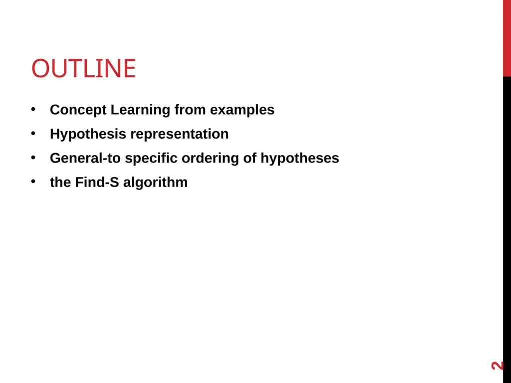 Machine Learning lecture 2 concept learning and - slide 2 of 18