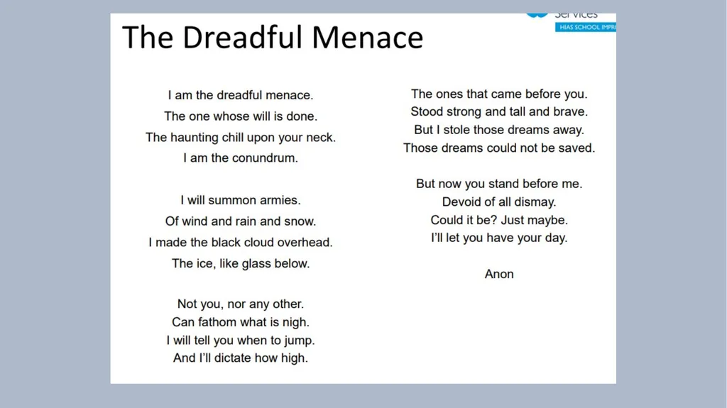 The Dreadful Menace – Lesson 1 Lesson 1 - To - slide 14 of 17