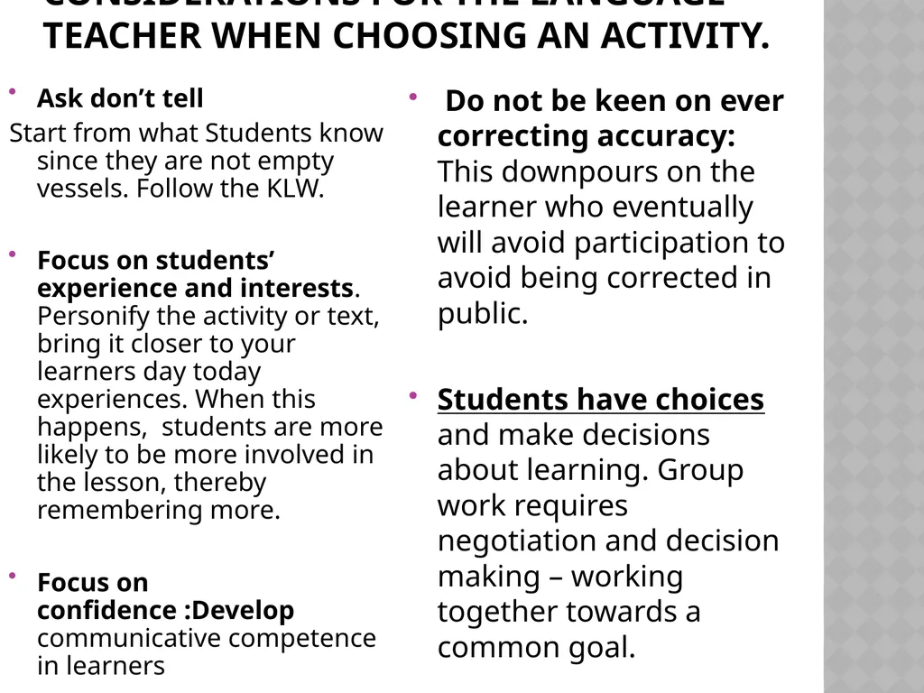 PRACTICAL CLASSROOM ACTIVITIES A PRESENTATION BY - slide 8 of 21