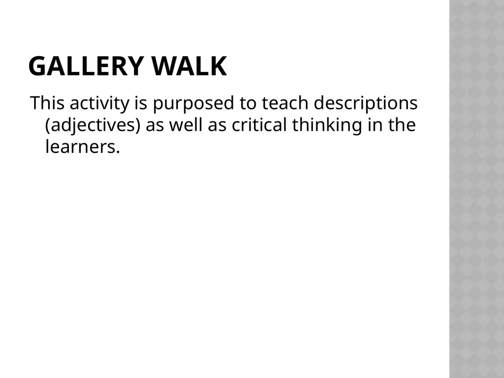 PRACTICAL CLASSROOM ACTIVITIES A PRESENTATION BY - slide 13 of 21