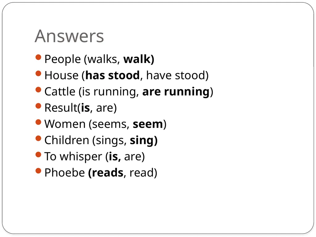 Chapter 5 Subject Verb Agreement A verb should - slide 5 of 12