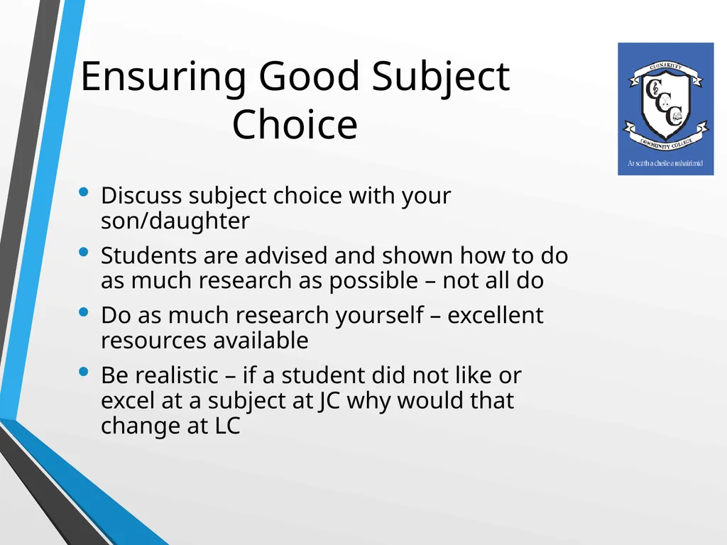 WELCOME Presentation on Subject Choice for Leaving - slide 11 of 25