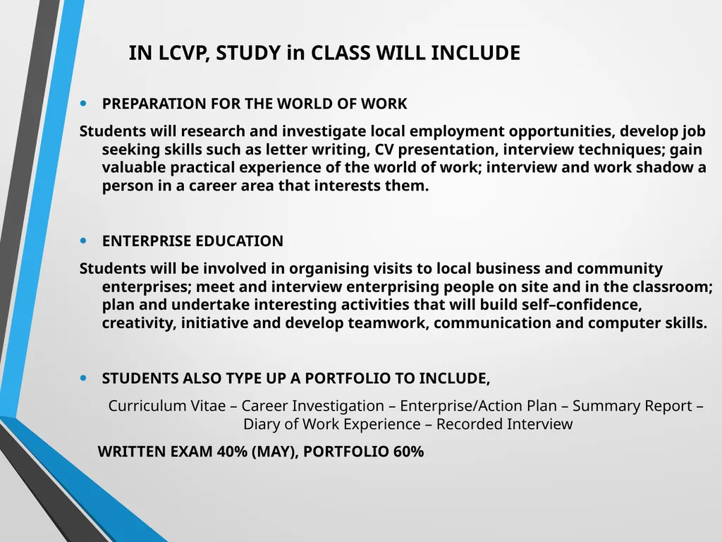 WELCOME Presentation on Subject Choice for Leaving - slide 7 of 25