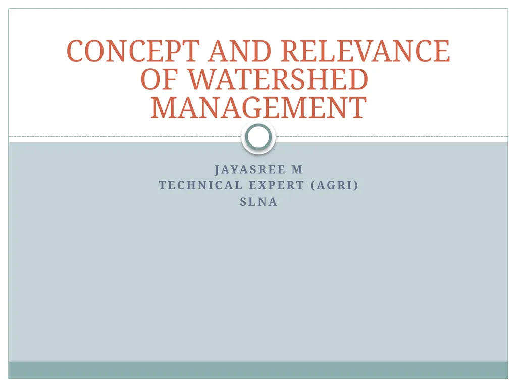 Jayasree M Technical Expert (Agri) SLNA CONCEPT